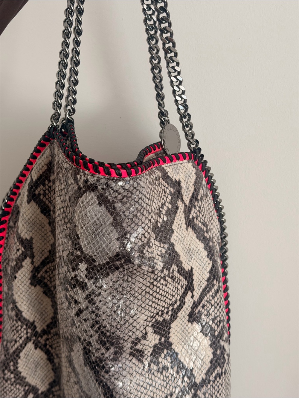 Stella McCartney faux python Falabella bag with pink trim - Picture 2 of 4